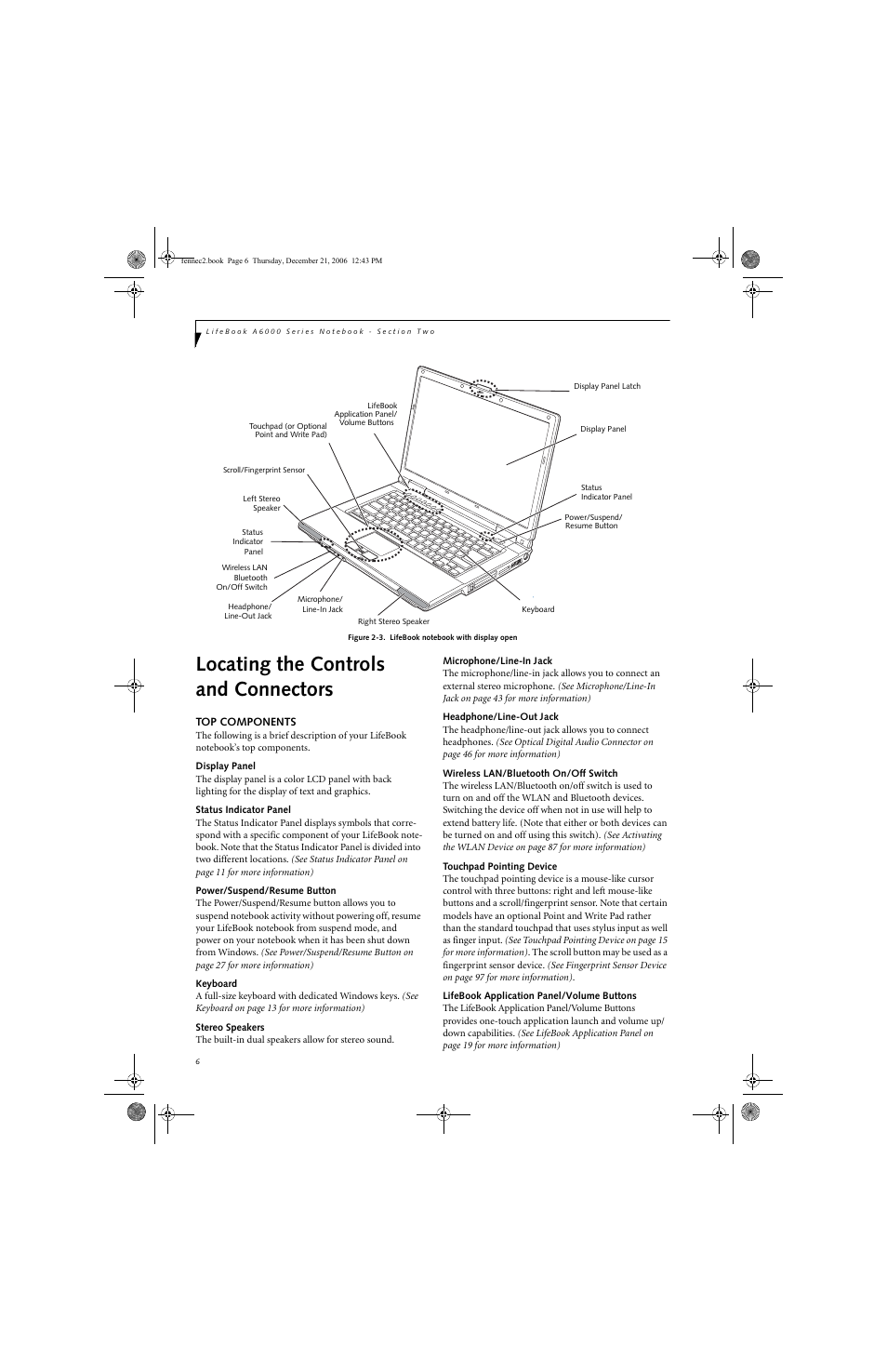 Locating the controls and connectors | Fujitsu Siemens Computers LifeBook A6020 User Manual | Page 16 / 120