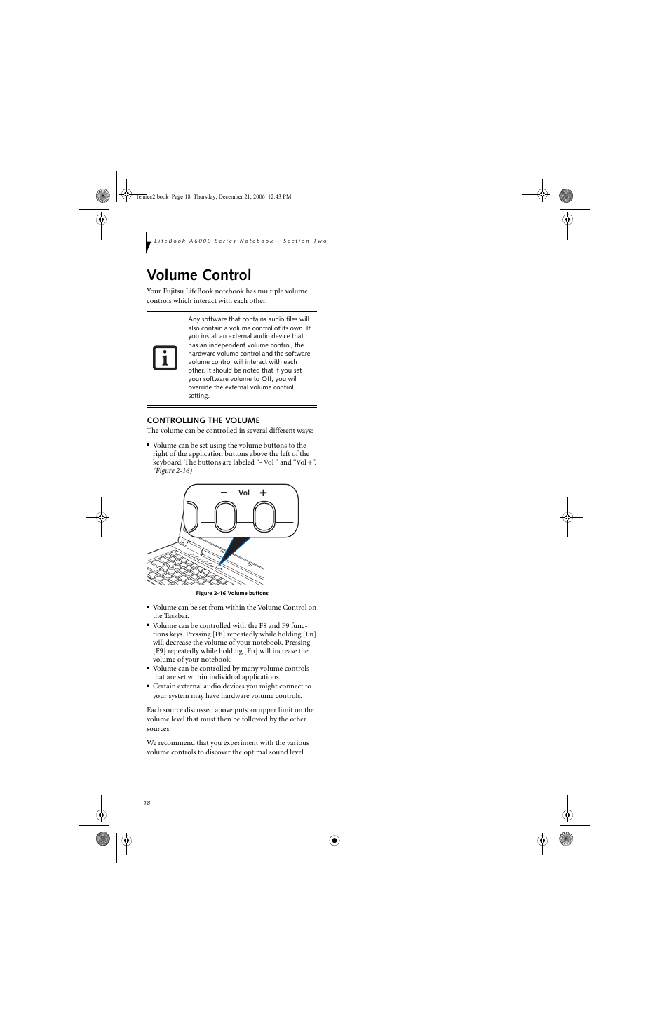 Volume control | Fujitsu Siemens Computers LifeBook A6020 User Manual | Page 28 / 120