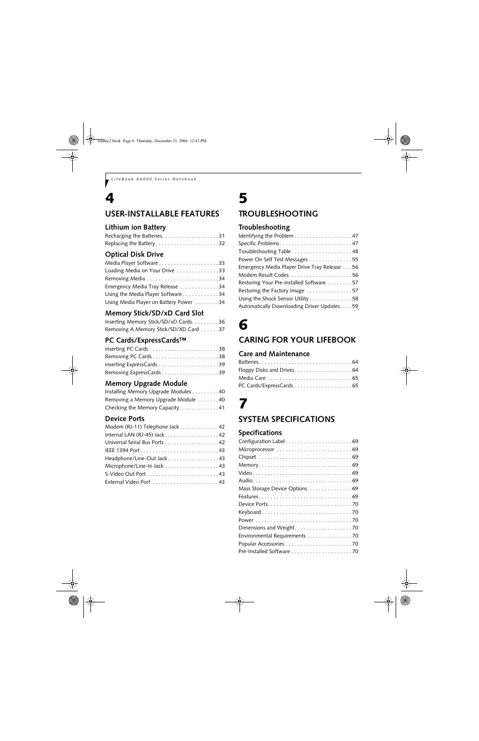 Fujitsu Siemens Computers LifeBook A6020 User Manual | Page 6 / 120