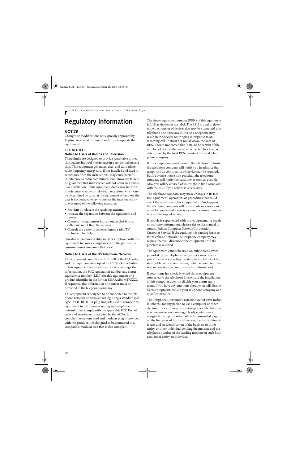 Regulatory information | Fujitsu Siemens Computers LifeBook A6020 User Manual | Page 90 / 120