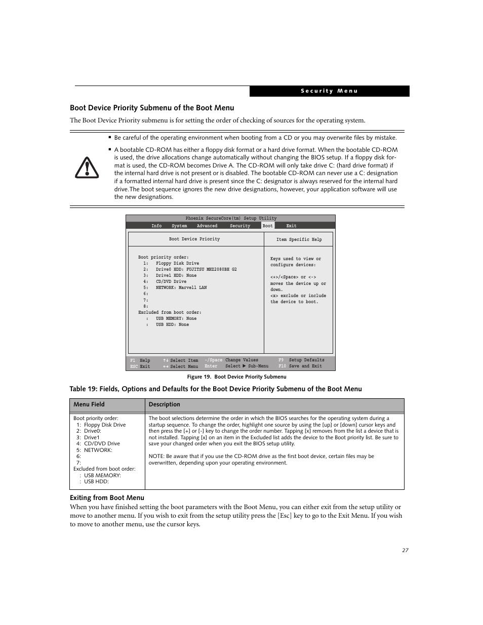 Boot device priority submenu of the boot menu | Fujitsu Siemens Computers S7220 User Manual | Page 27 / 28