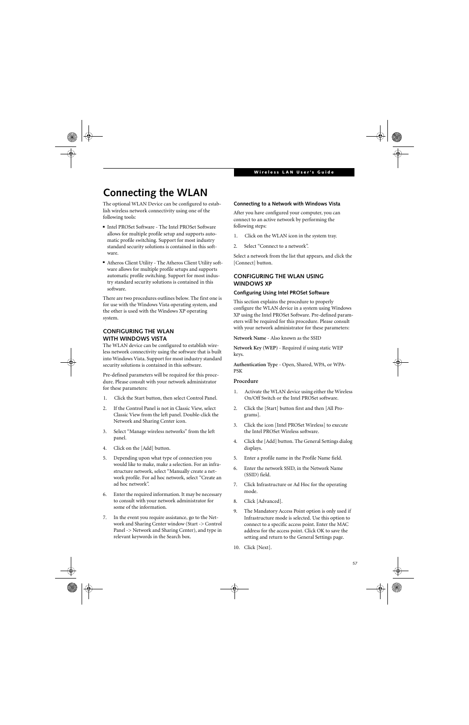 Connecting the wlan | Fujitsu Siemens Computers Stylistic ST5112 User Manual | Page 65 / 96