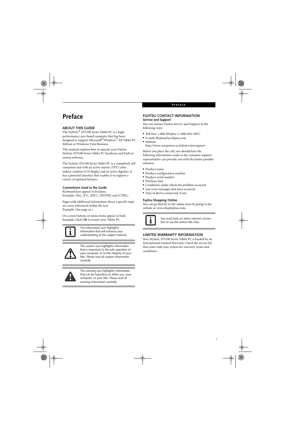 Preface | Fujitsu Siemens Computers Stylistic ST5112 User Manual | Page 9 / 96