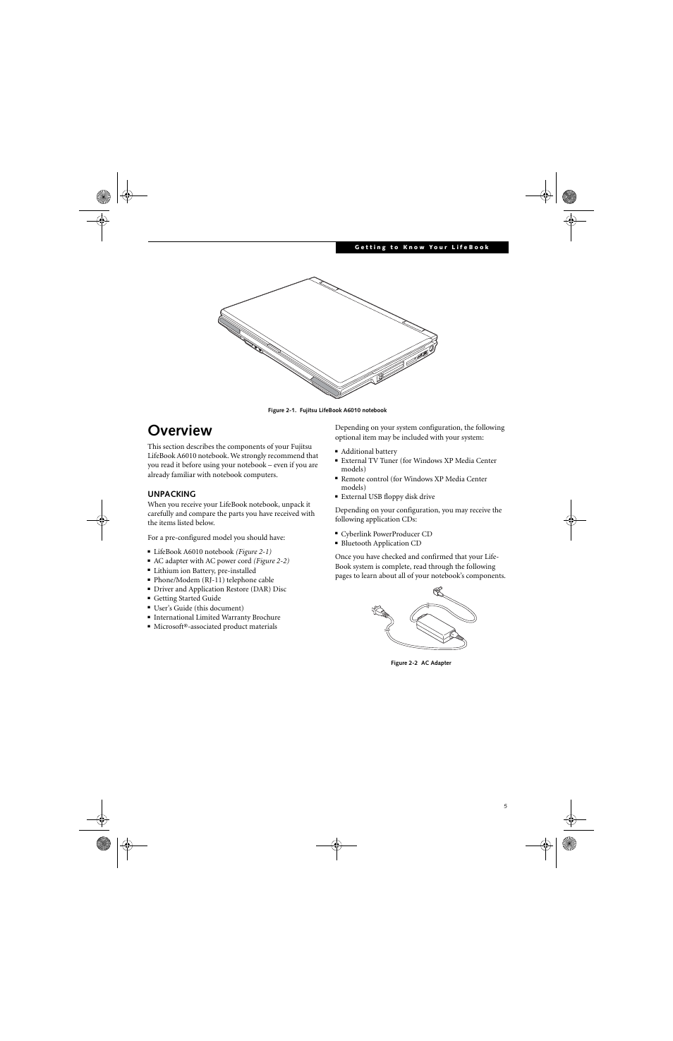 Overview | Fujitsu Siemens Computers LifeBook A6010 User Manual | Page 15 / 128