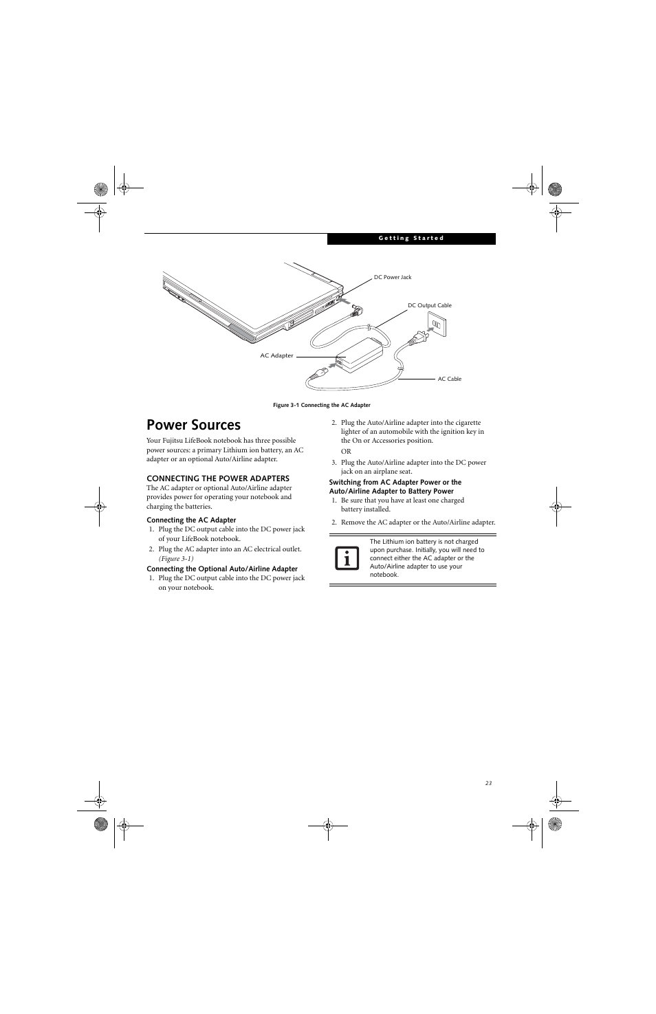 Power sources | Fujitsu Siemens Computers LifeBook A6010 User Manual | Page 33 / 128