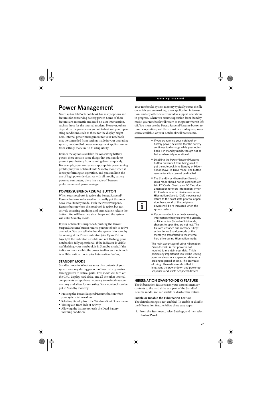 Power management | Fujitsu Siemens Computers LifeBook A6010 User Manual | Page 37 / 128