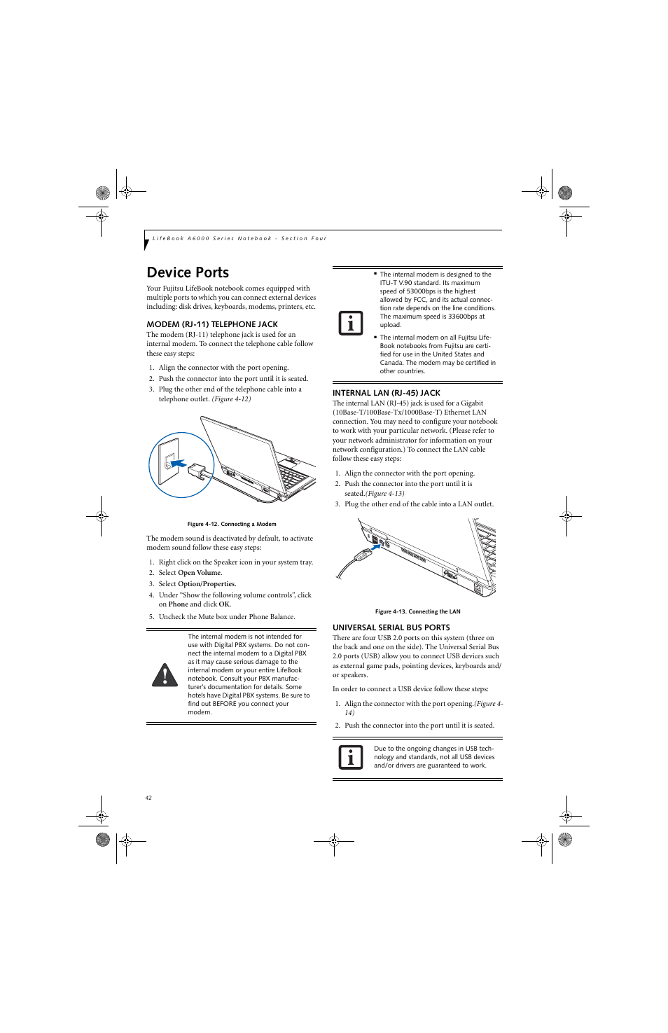 Device ports | Fujitsu Siemens Computers LifeBook A6010 User Manual | Page 52 / 128