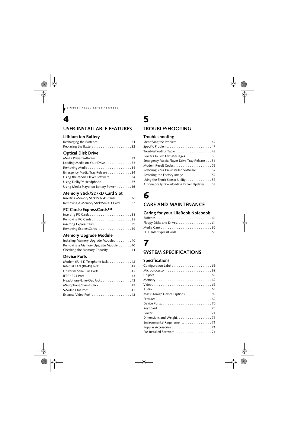 Fujitsu Siemens Computers LifeBook A6010 User Manual | Page 6 / 128