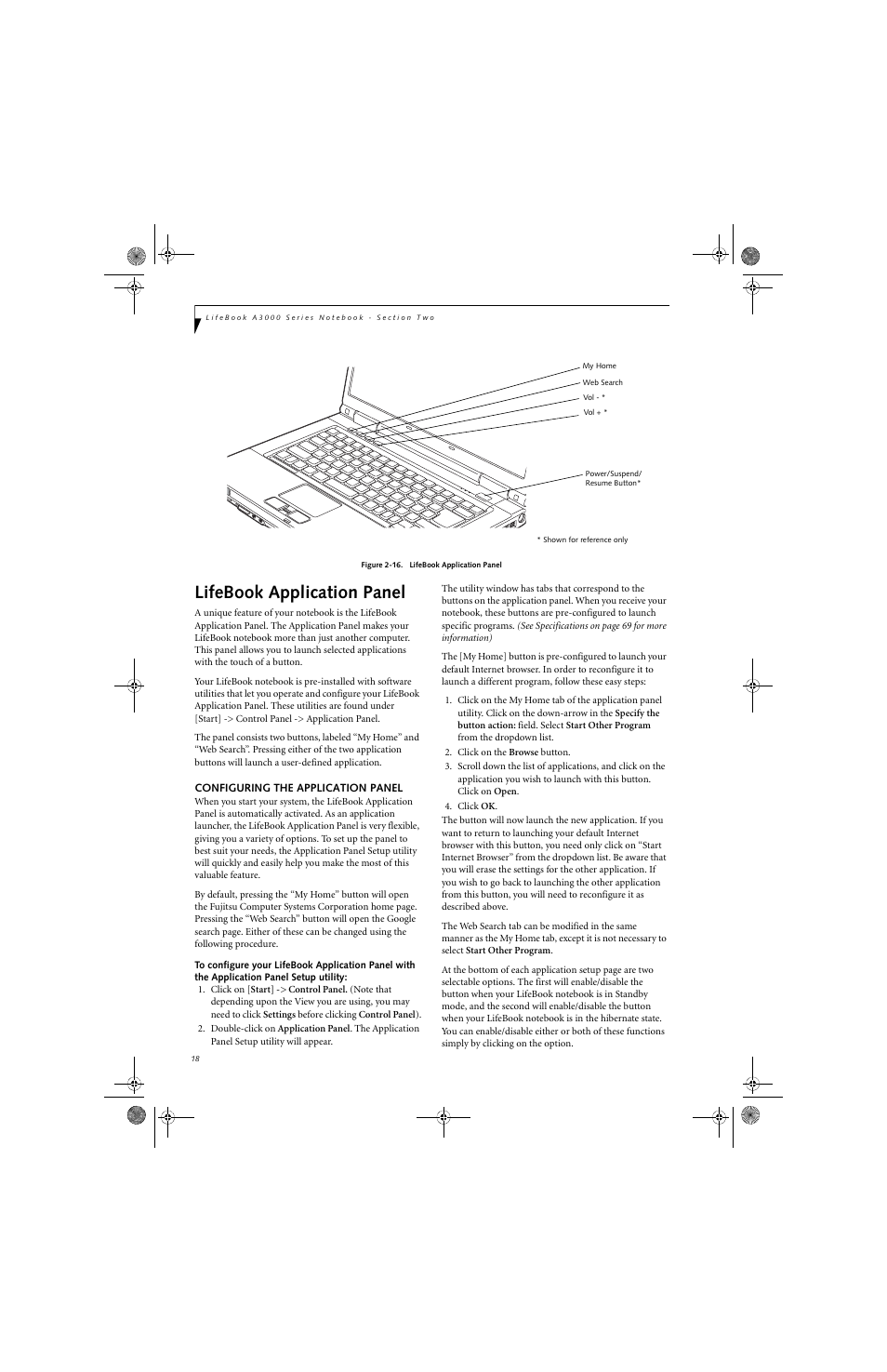 Lifebook application panel | Fujitsu Siemens Computers LifeBook A3110 User Manual | Page 28 / 128