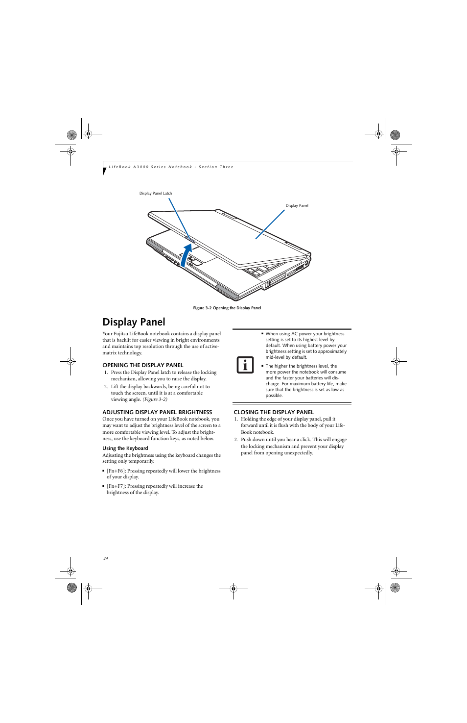 Display panel | Fujitsu Siemens Computers LifeBook A3110 User Manual | Page 34 / 128