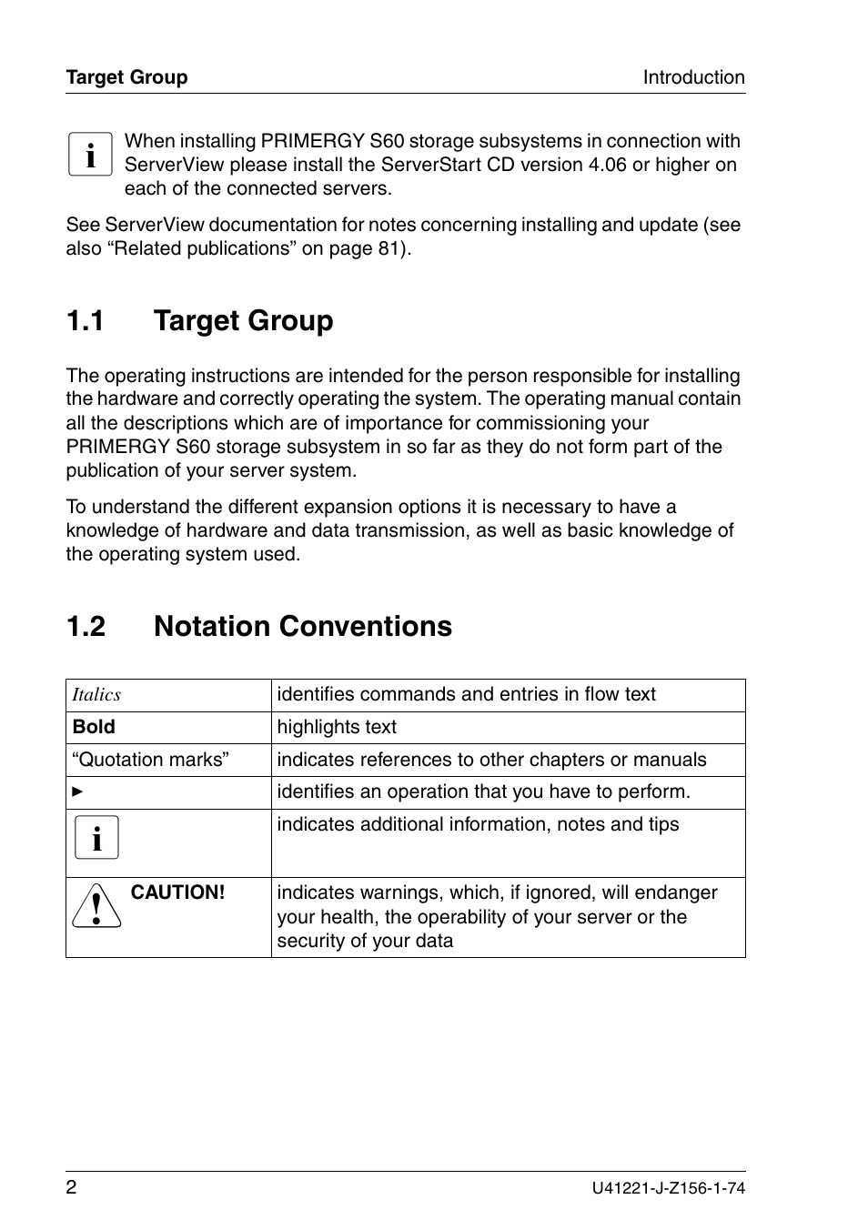 Target group, Notation conventions, 1 target group | 2 notation conventions | Fujitsu Siemens Computers S60 User Manual | Page 10 / 98