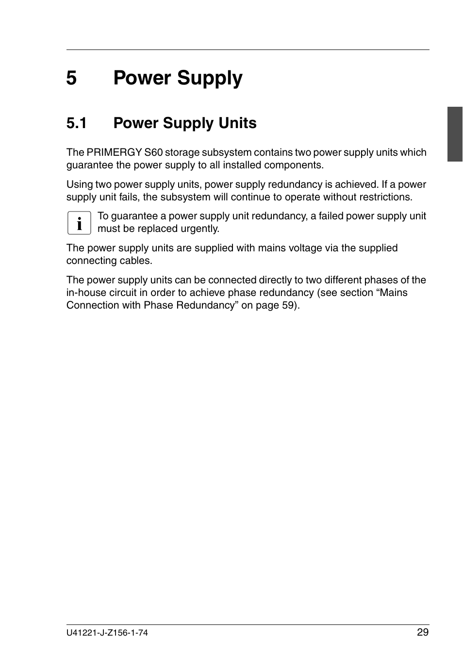 Power supply, Power supply units, 5power supply | 1 power supply units | Fujitsu Siemens Computers S60 User Manual | Page 37 / 98