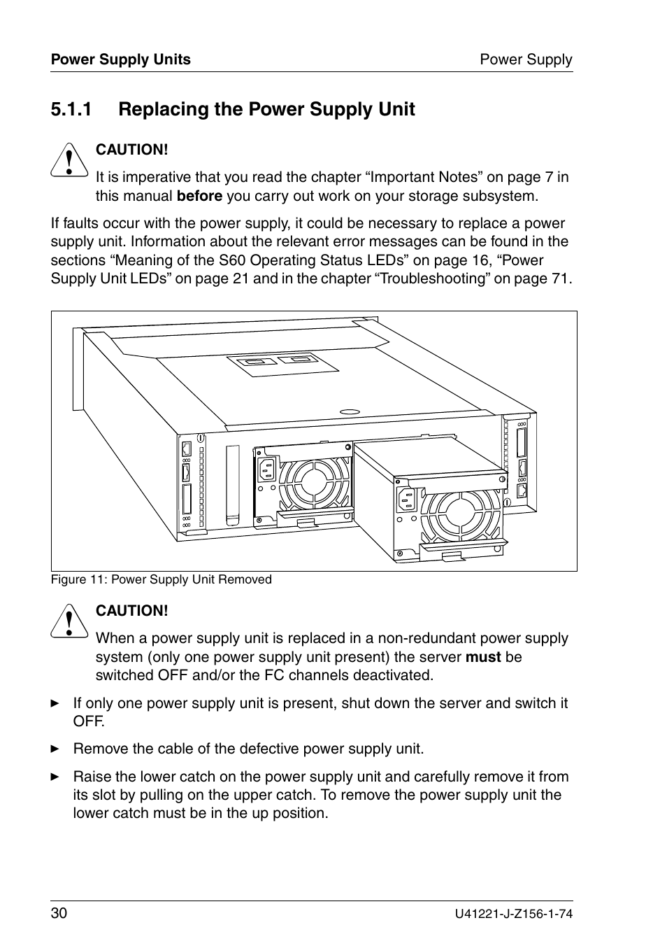 Replacing the power supply unit, 1 replacing the power supply unit | Fujitsu Siemens Computers S60 User Manual | Page 38 / 98