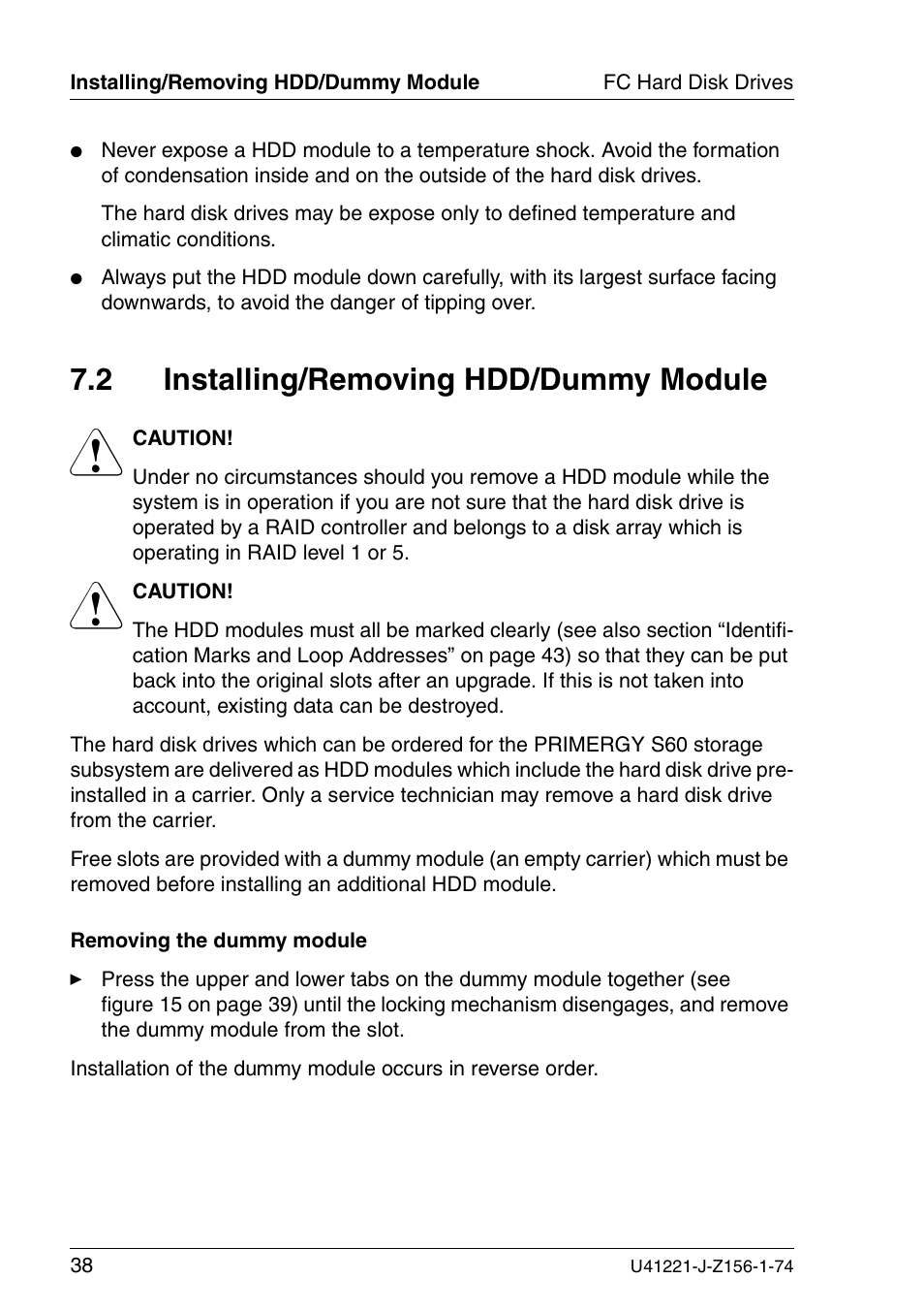 Installing/removing hdd/dummy module, 2 installing/removing hdd/dummy module | Fujitsu Siemens Computers S60 User Manual | Page 46 / 98