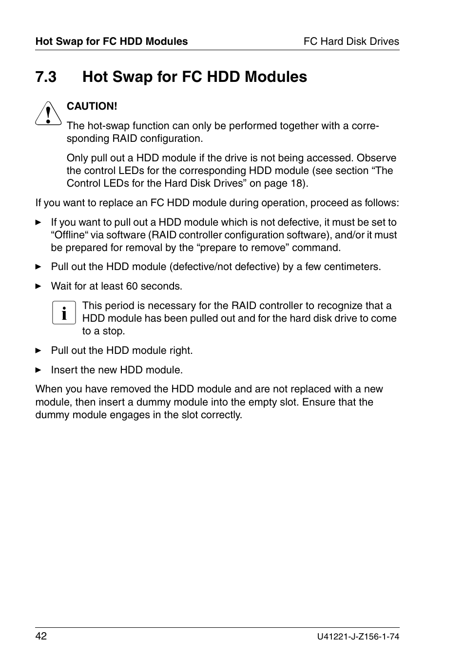 Hot swap for fc hdd modules, 3 hot swap for fc hdd modules | Fujitsu Siemens Computers S60 User Manual | Page 50 / 98