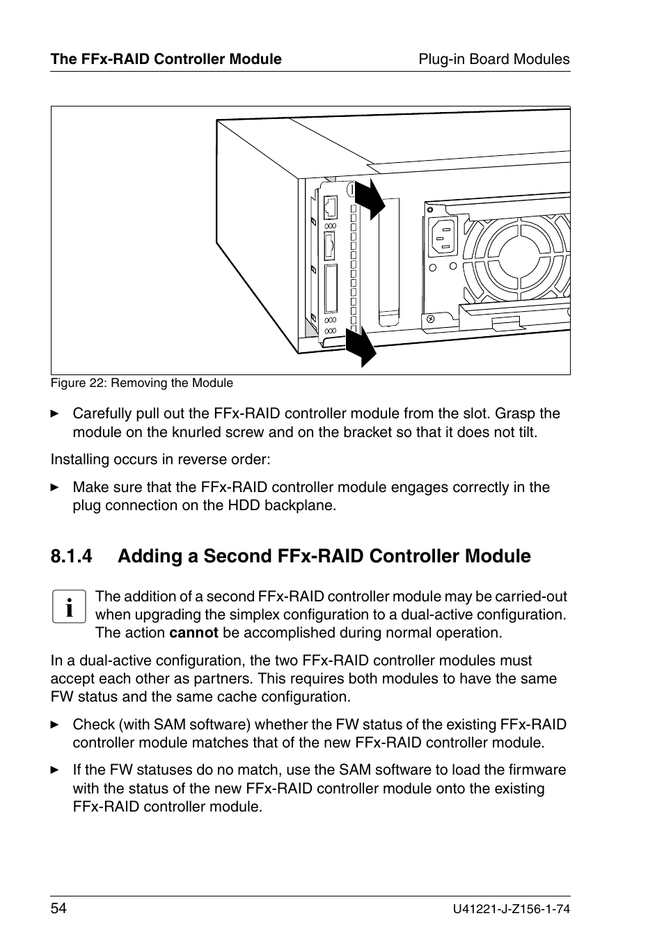 Adding a second ffx-raid controller module, 4 adding a second ffx-raid controller module | Fujitsu Siemens Computers S60 User Manual | Page 62 / 98