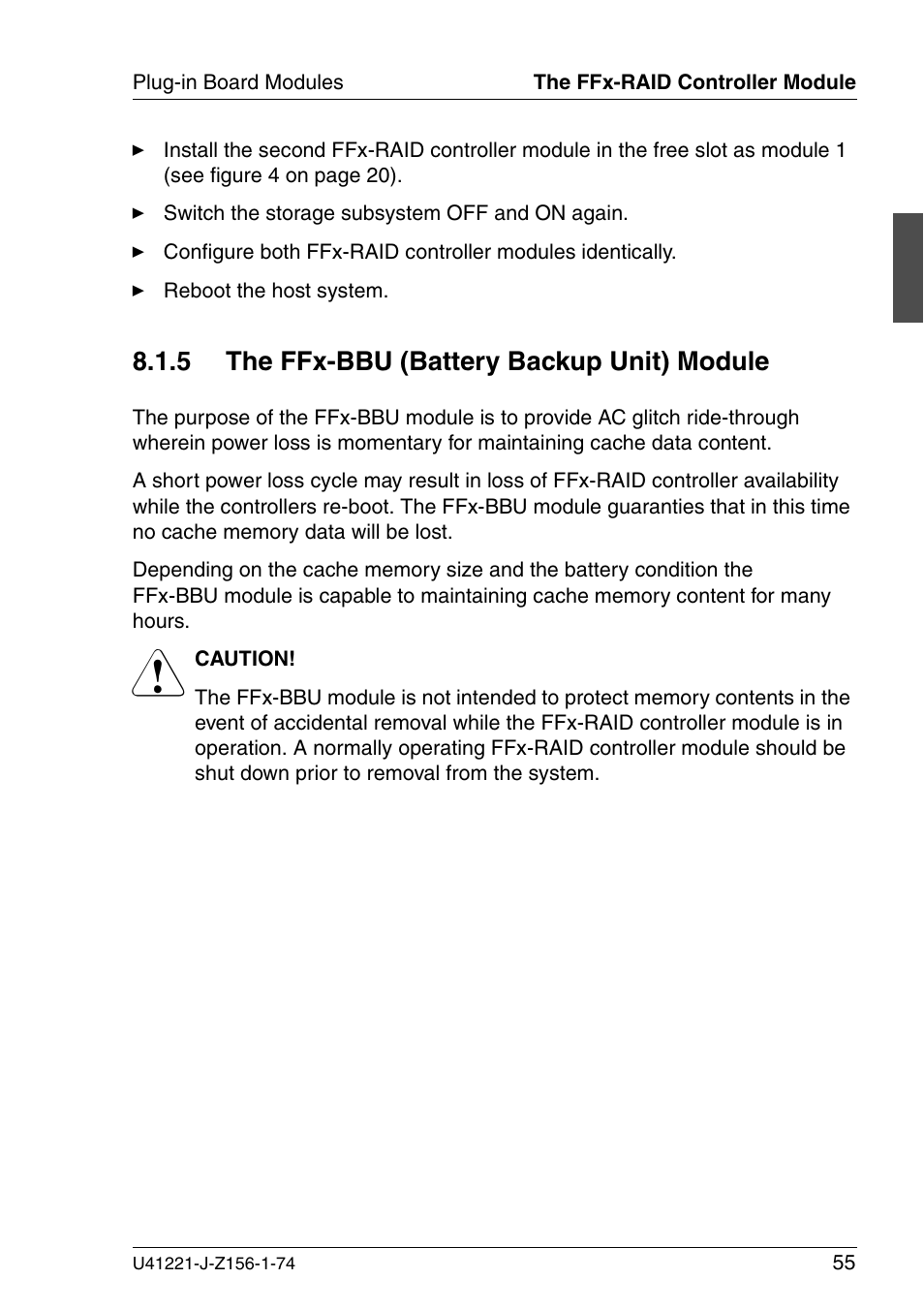 The ffx-bbu (battery backup unit) module, 5 the ffx-bbu (battery backup unit) module | Fujitsu Siemens Computers S60 User Manual | Page 63 / 98