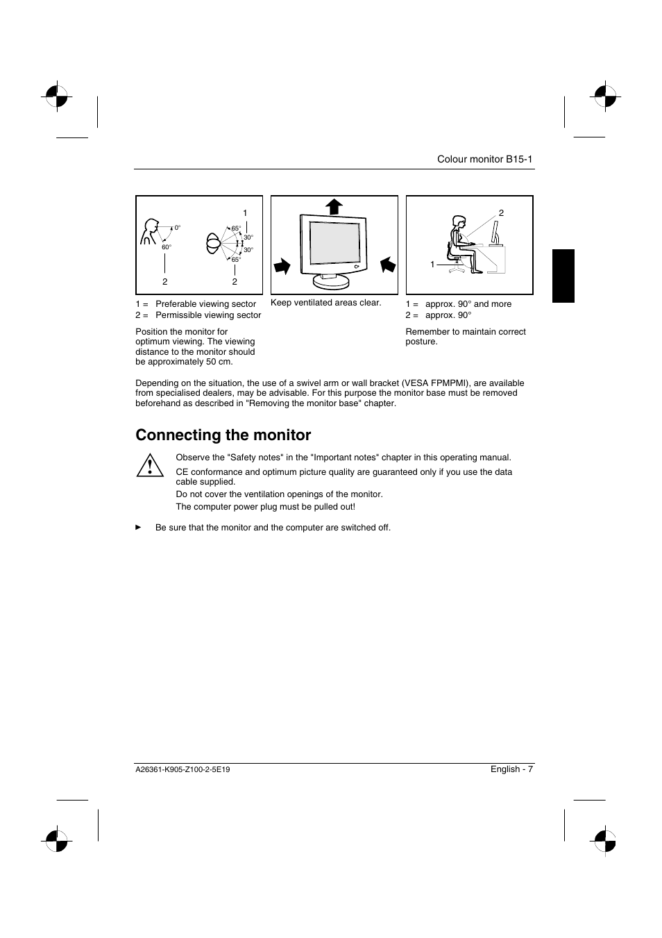 Connecting the monitor | Fujitsu Siemens Computers B15-1 User Manual | Page 9 / 24