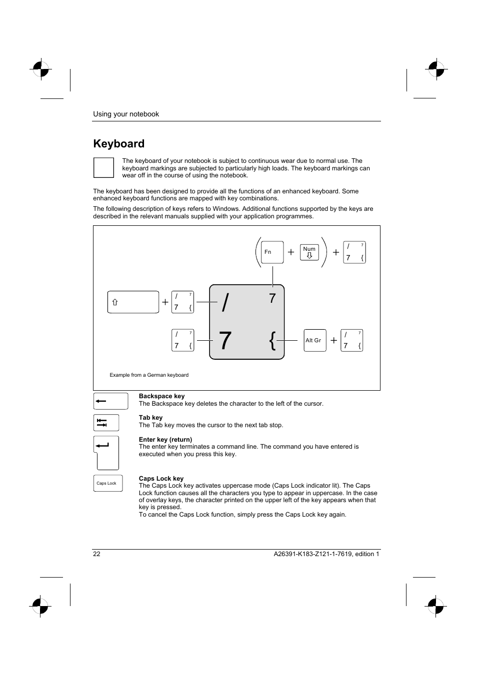 Keyboard | Fujitsu Siemens Computers AMILO Pro V2035 User Manual | Page 32 / 84