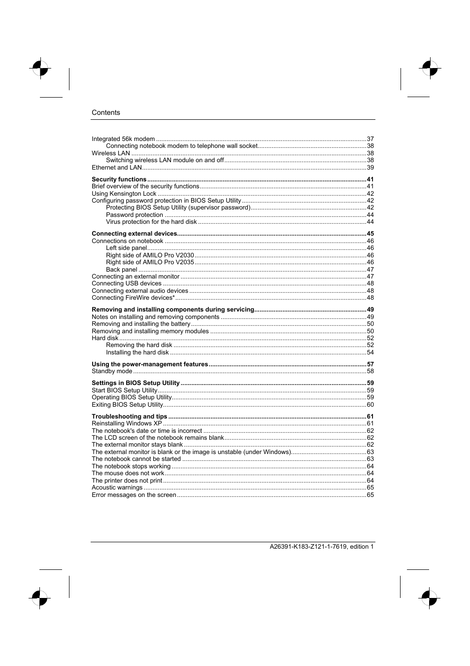 Fujitsu Siemens Computers AMILO Pro V2035 User Manual | Page 8 / 84