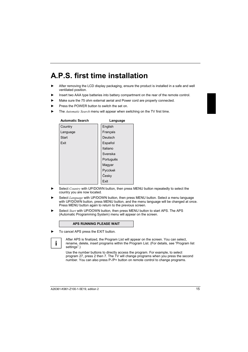 A.p.s. first time installation | Fujitsu Siemens Computers V17-1 User Manual | Page 23 / 64