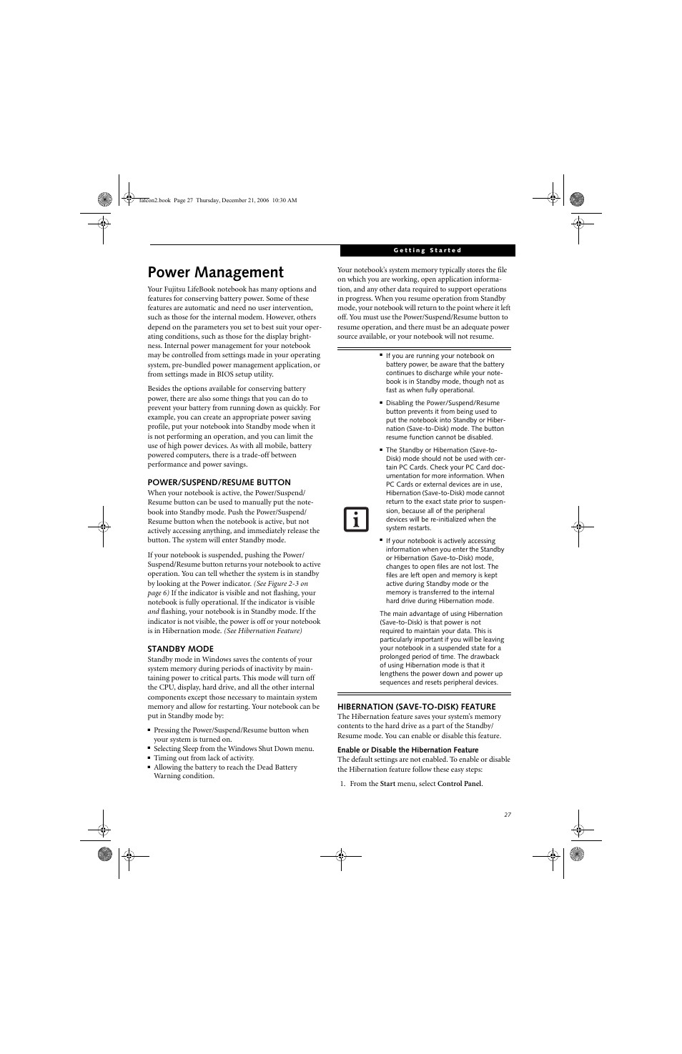 Power management | Fujitsu Siemens Computers LifeBook A3120 User Manual | Page 37 / 120