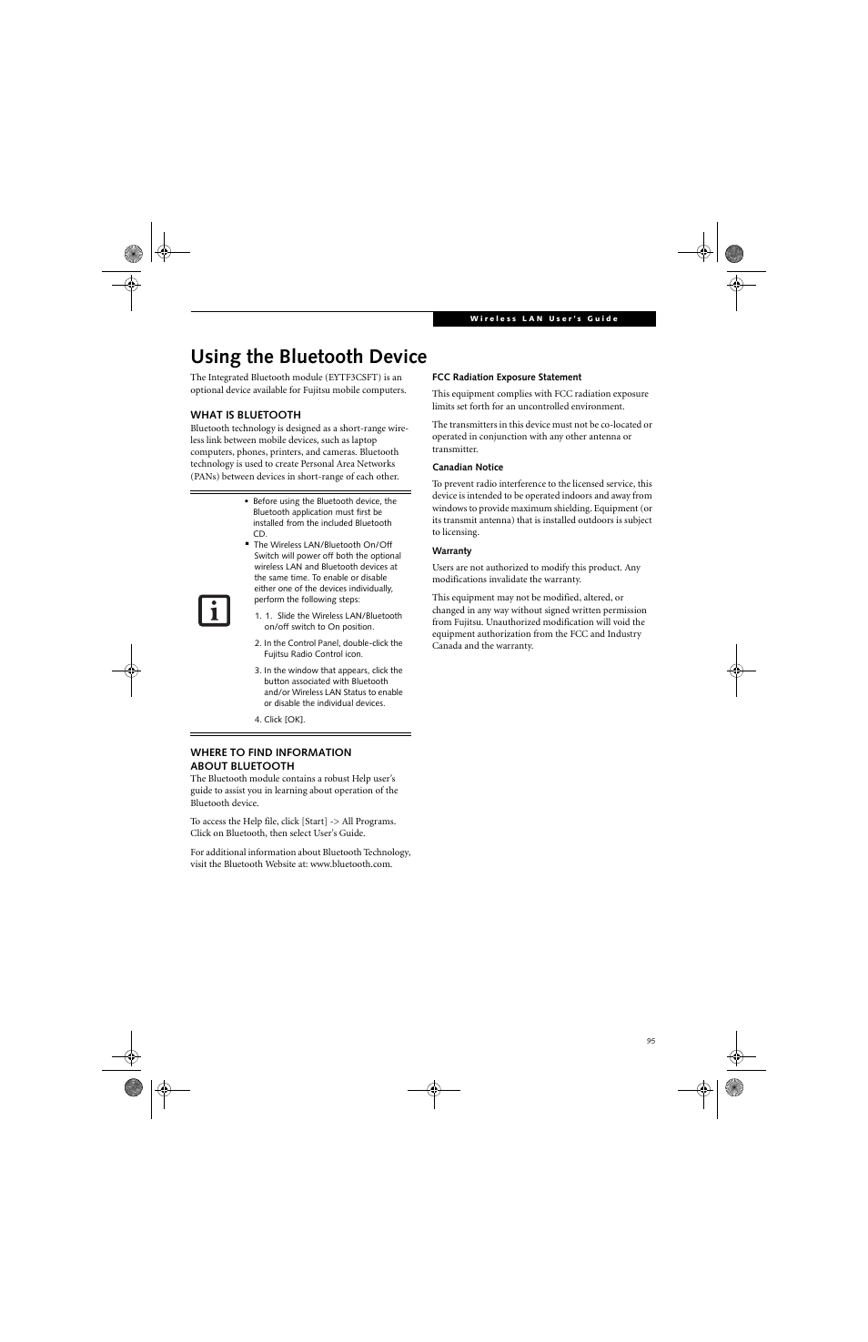 Using the bluetooth device | Fujitsu Siemens Computers LifeBook A3130 User Manual | Page 105 / 120