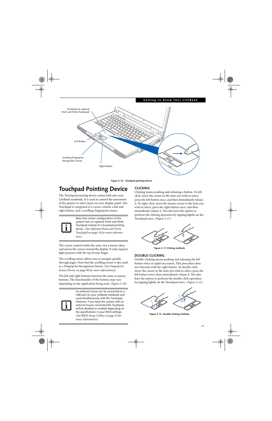 Touchpad pointing device | Fujitsu Siemens Computers LifeBook A3130 User Manual | Page 25 / 120