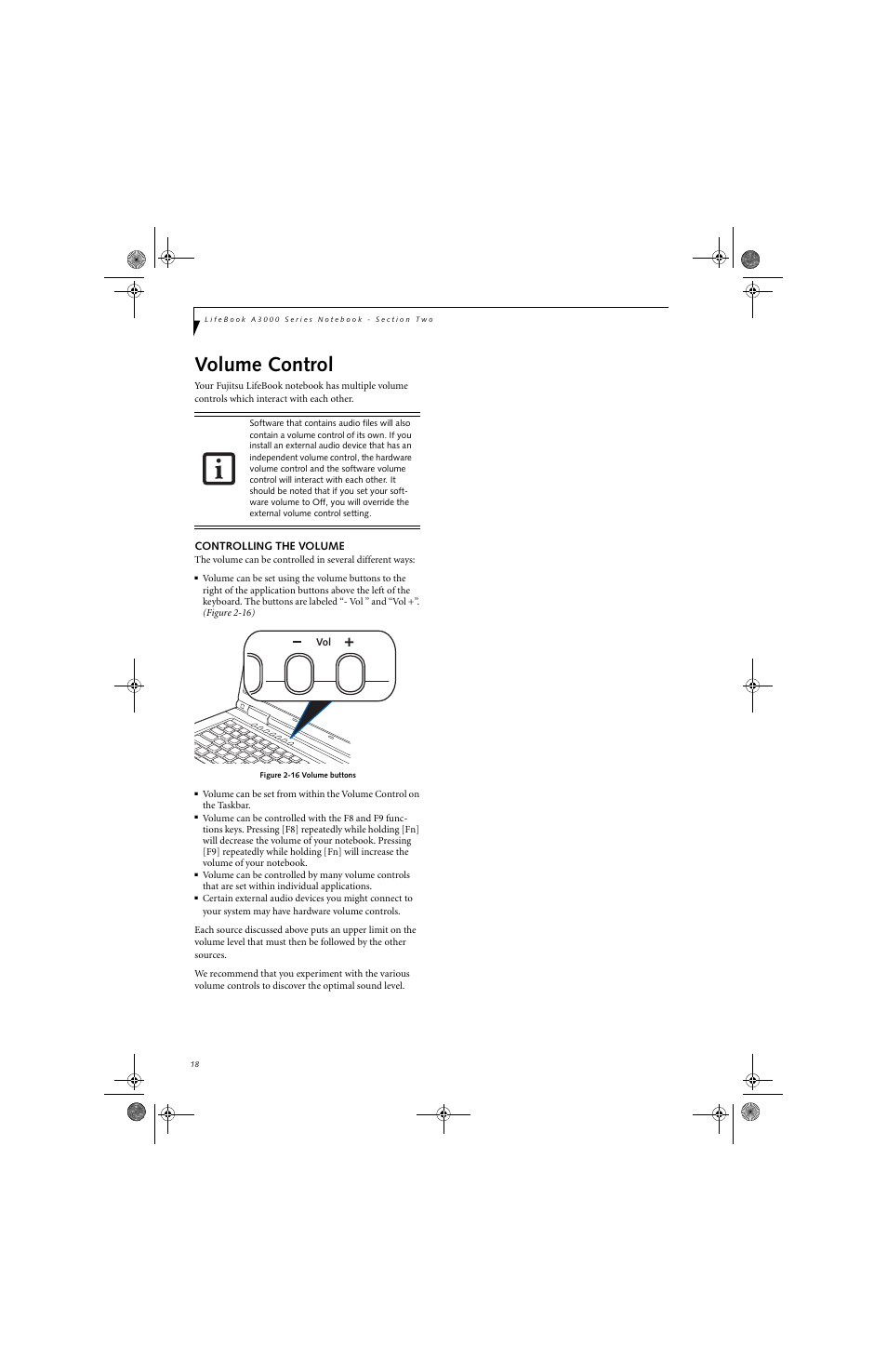 Volume control | Fujitsu Siemens Computers LifeBook A3130 User Manual | Page 28 / 120