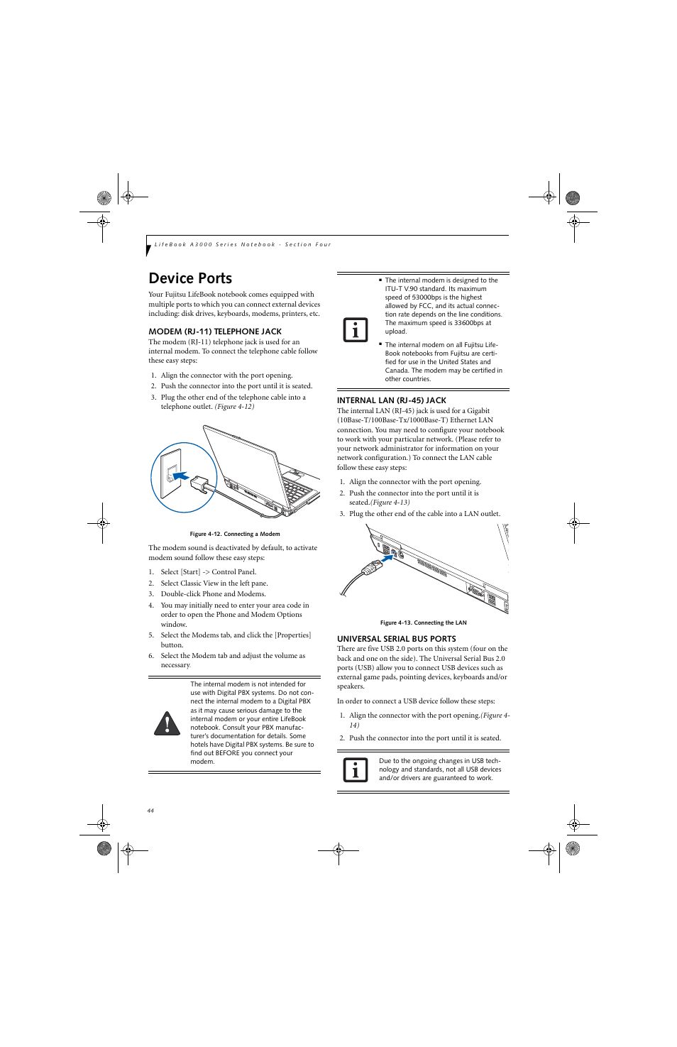 Device ports | Fujitsu Siemens Computers LifeBook A3130 User Manual | Page 54 / 120