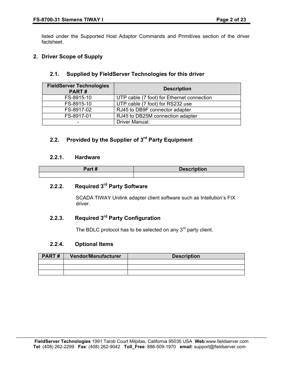 FieldServer SIEMENS TIWAY I FS-8700-31 User Manual | Page 5 / 26