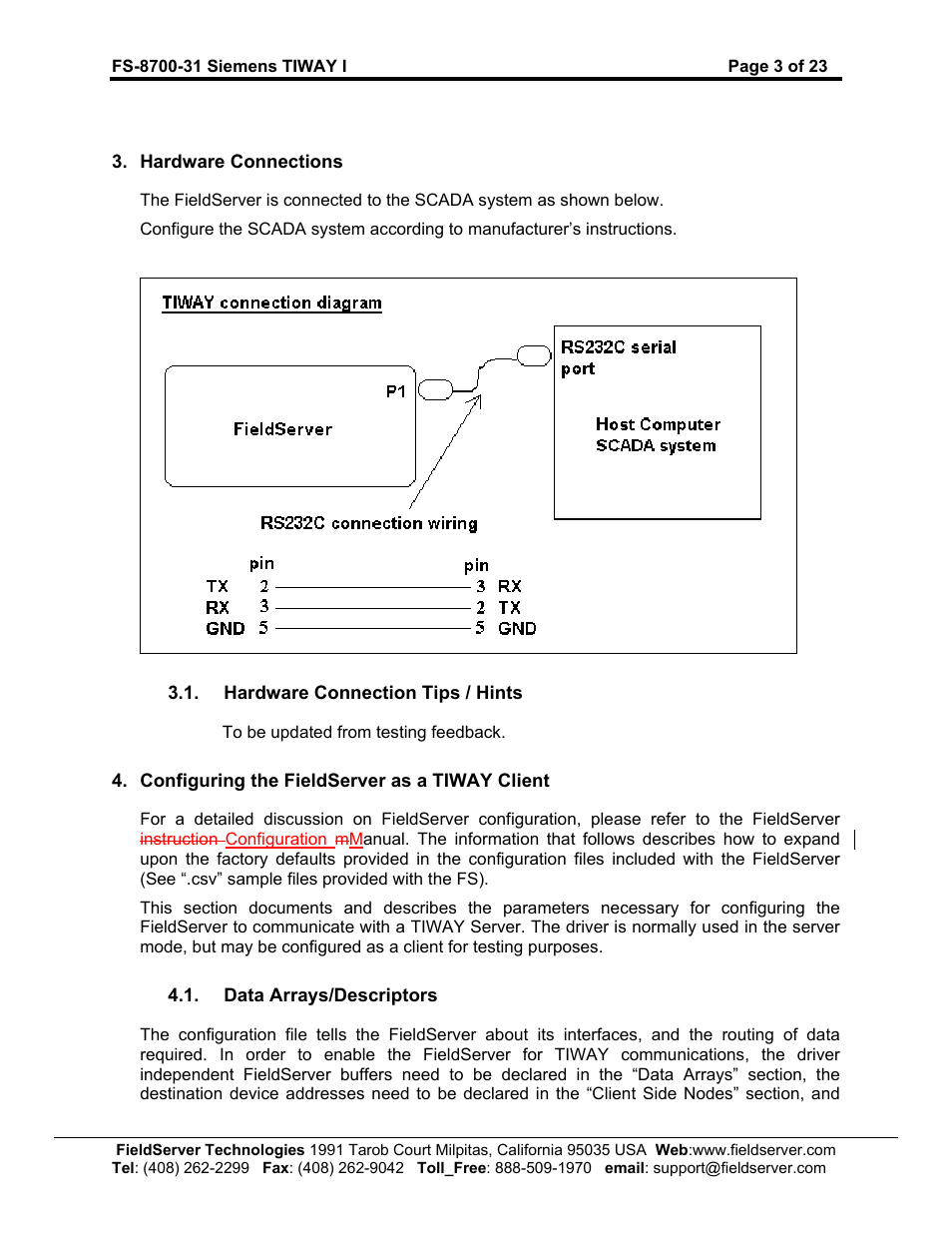 FieldServer SIEMENS TIWAY I FS-8700-31 User Manual | Page 6 / 26