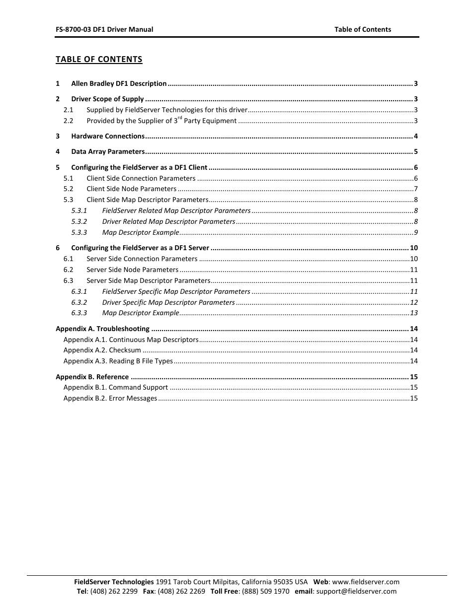 FieldServer FS-8700-03 DF1 User Manual | Page 2 / 16