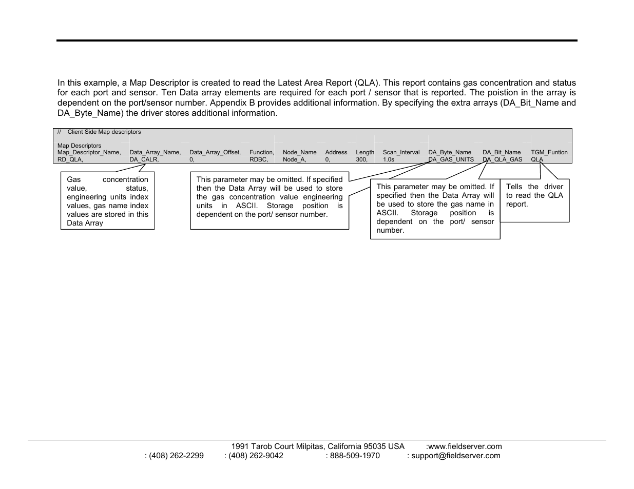 Map descriptor example #2 – qla report | FieldServer FS-8700-103 User Manual | Page 11 / 28