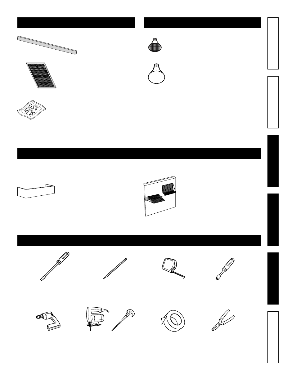 Parts not included with hood, Optional parts | Five Star Ranges FSH361-SS User Manual | Page 5 / 12