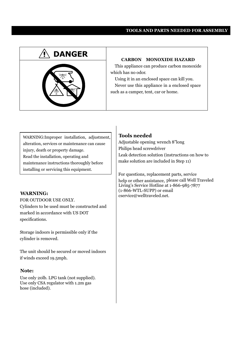Bullet manual en 470002.ai.pdf, Danger | Fire Sense Deluxe Patio Heater PH03-SS User Manual | Page 2 / 20