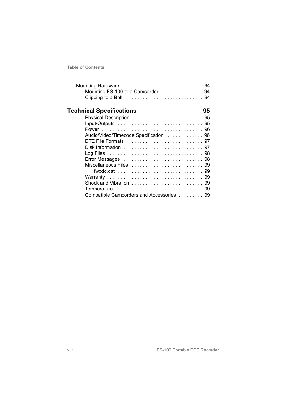 Technical specifications 95 | FOCUS Enhancements MANL102306 User Manual | Page 16 / 120