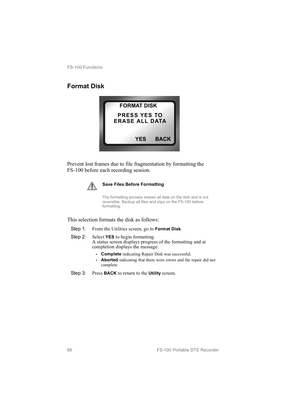 Format disk | FOCUS Enhancements MANL102306 User Manual | Page 84 / 120