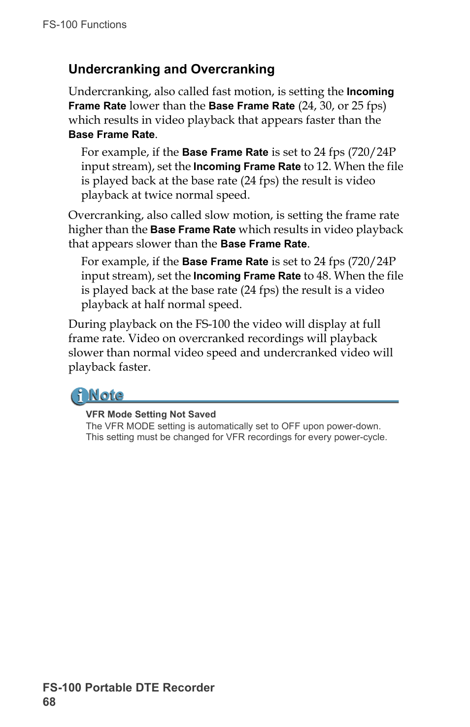 Undercranking and overcranking | FOCUS Enhancements DVCPRO/DV User Manual | Page 86 / 162
