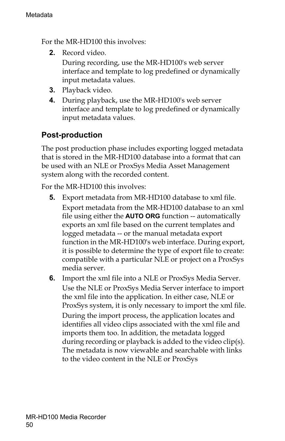 Post-production | FOCUS Enhancements MR-HD100 User Manual | Page 70 / 224