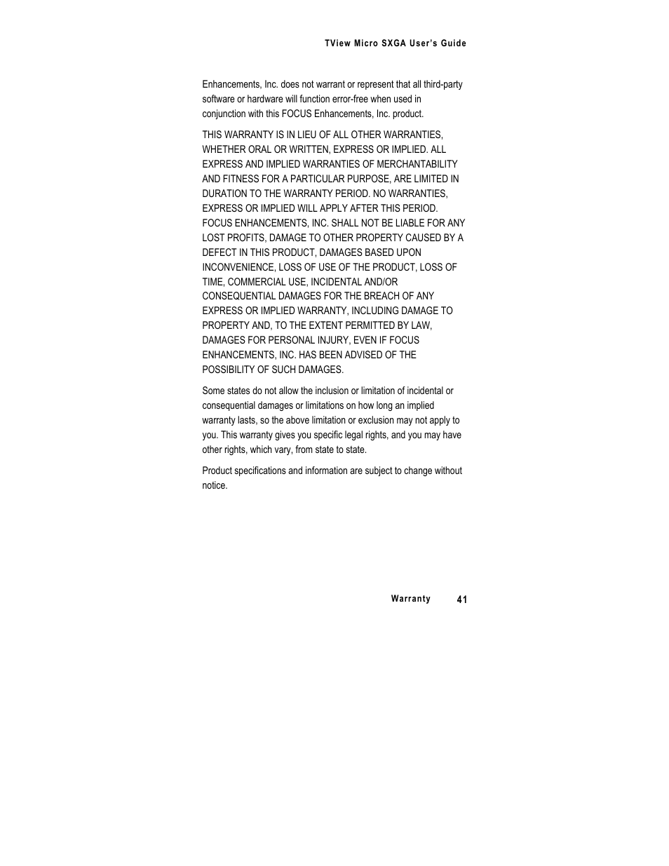 FOCUS Enhancements SXGA User Manual | Page 45 / 45