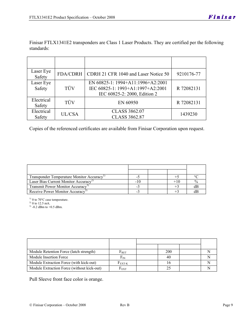 Finisar 10GBASE-LRM X2 User Manual | Page 9 / 10