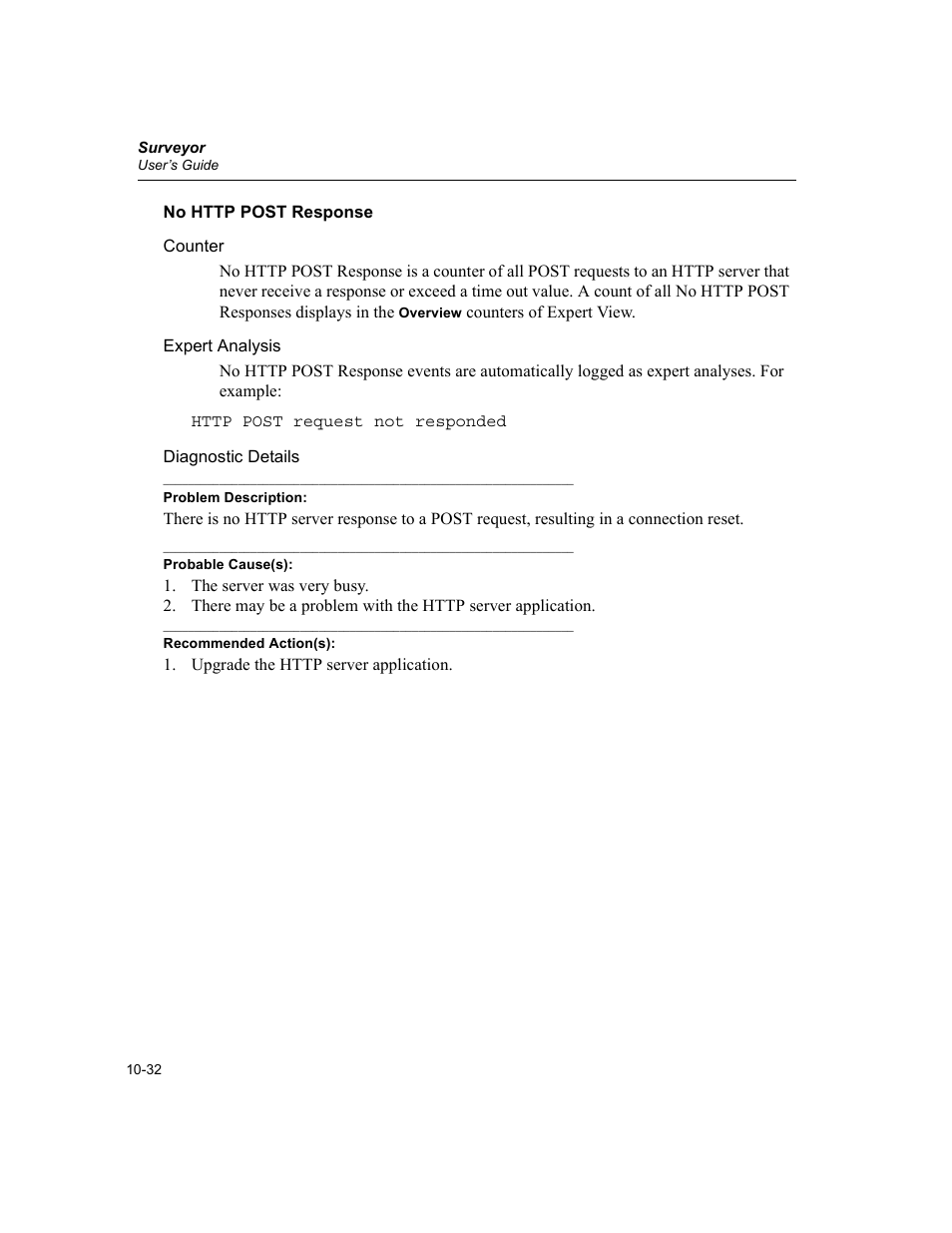 No http post response, No http post response -32 | Finisar Surveyor User Manual | Page 236 / 454