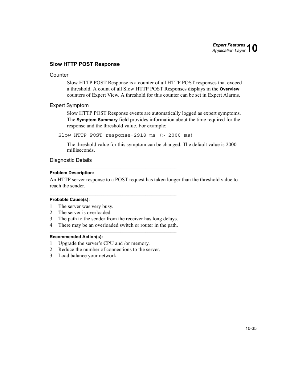 Slow http post response, Slow http post response -35 | Finisar Surveyor User Manual | Page 239 / 454