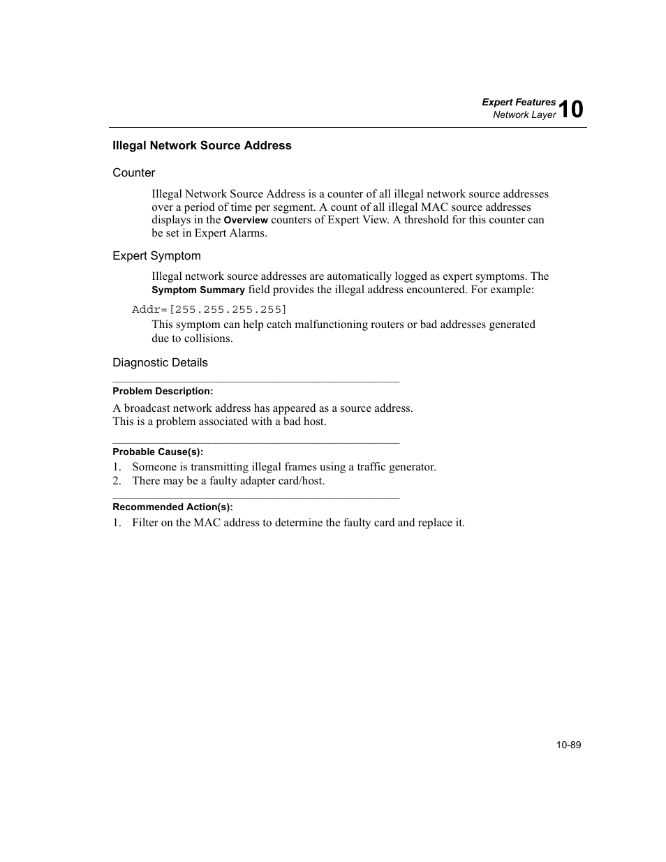 Illegal network source address, Illegal network source address -89 | Finisar Surveyor User Manual | Page 293 / 454