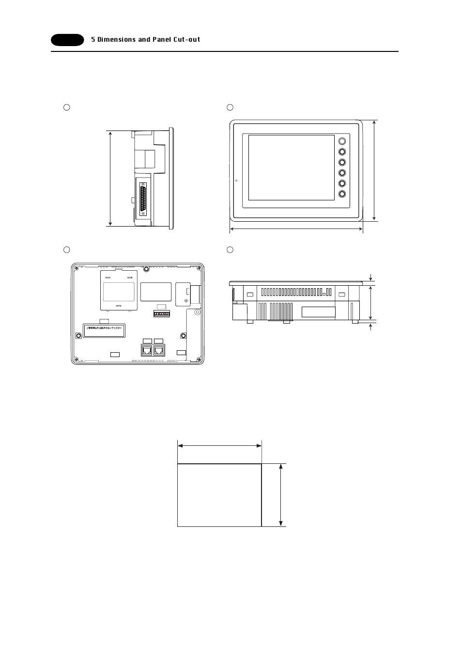 Unit : mm, Side view front view rear view under view | Fujitronic Programmable Operation Display UG520H-x User Manual | Page 23 / 275