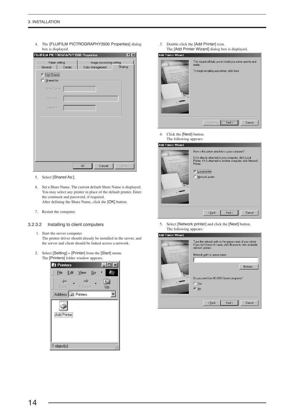 2 installing to client computers | FujiFilm PICTOGRAPHY 3500 User Manual | Page 16 / 63