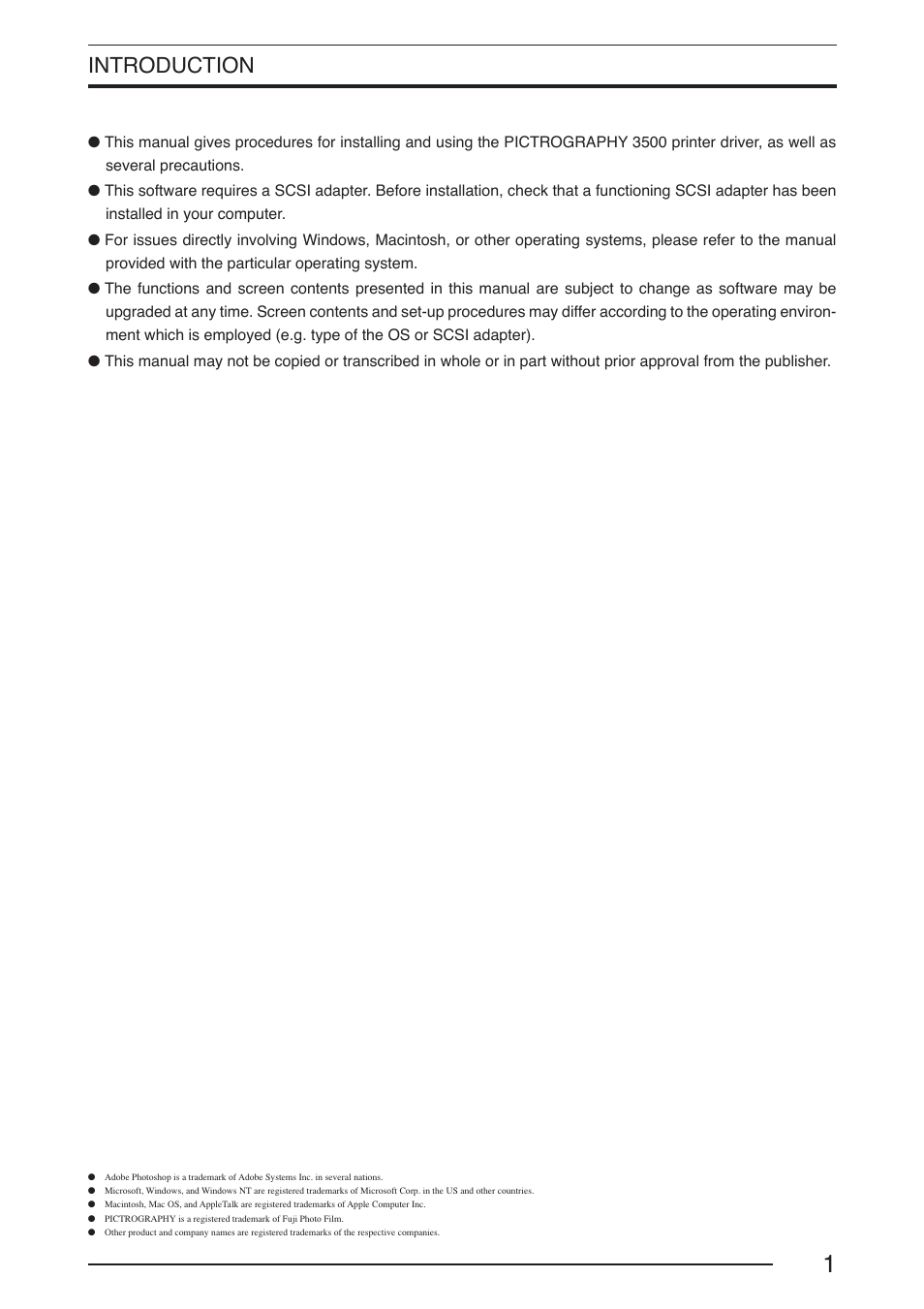 Introduction | FujiFilm PICTOGRAPHY 3500 User Manual | Page 3 / 63