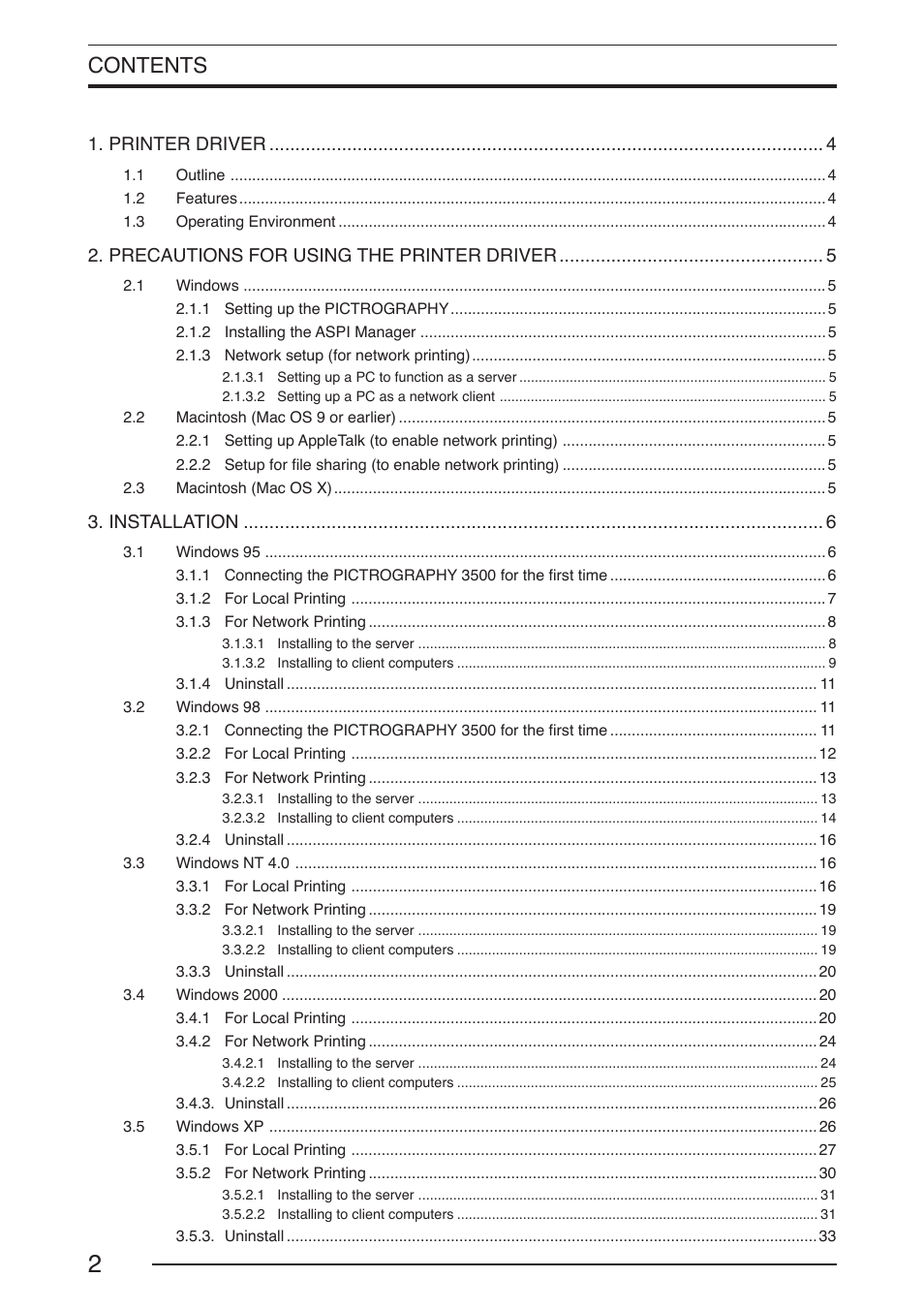 FujiFilm PICTOGRAPHY 3500 User Manual | Page 4 / 63