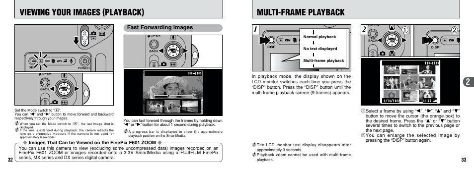 2multi-frame playback, 2viewing your images (playback) | FujiFilm F601 User Manual | Page 17 / 69